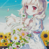 Beautiful Floral Anime Girl 5D Diamond Painting