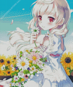 Beautiful Floral Anime Girl 5D Diamond Painting