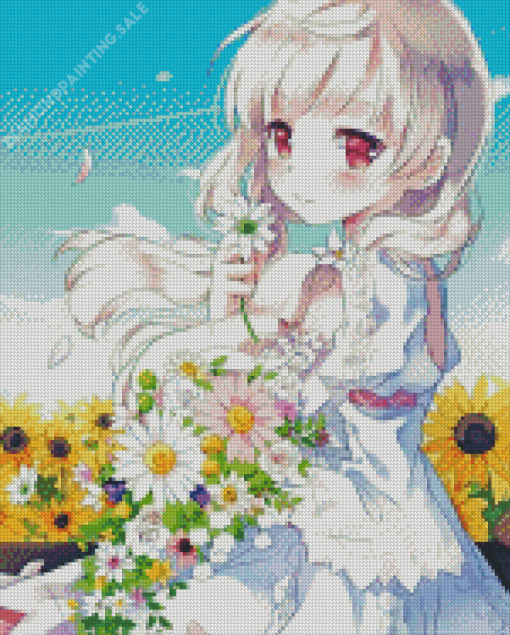 Beautiful Floral Anime Girl 5D Diamond Painting