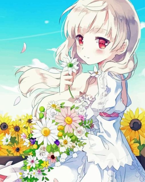 Beautiful Floral Anime Girl 5D Diamond Painting