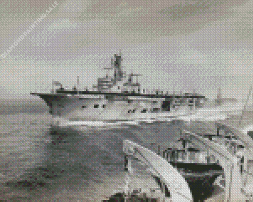 Black And White HMS Ark Royal Aircraft 5D Diamond Painting