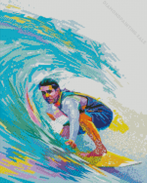 Colorful Surfing Man Pop Art 5D Diamond Painting