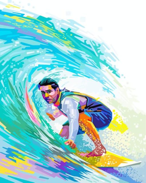 Colorful Surfing Man Pop Art 5D Diamond Painting