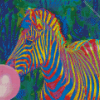 Colorful Zebra With Bubble Gum 5D Diamond Painting