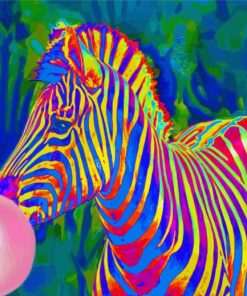 Colorful Zebra With Bubble Gum 5D Diamond Painting
