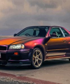 Colorful Nissan Skyline GTR R34 5D Diamond Painting