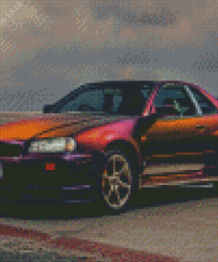 Colorful Nissan Skyline GTR R34 5D Diamond Painting