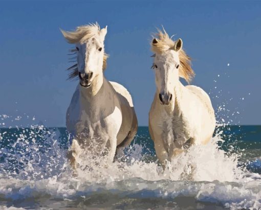 Horses Running in Water 5D Diamond Painting