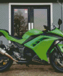 Kawasaki Ninja Green Motorcycle 5D Diamond Painting