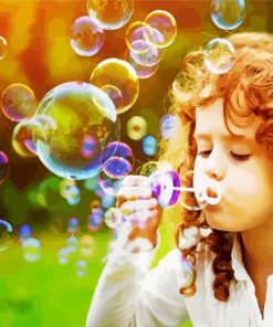 Little Girl Blowing Bubbles 5D Diamond Painting