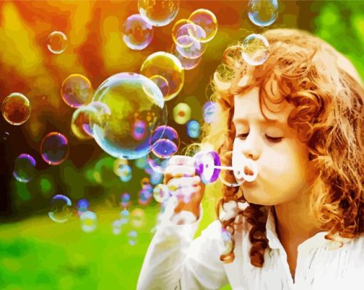 Little Girl Blowing Bubbles 5D Diamond Painting