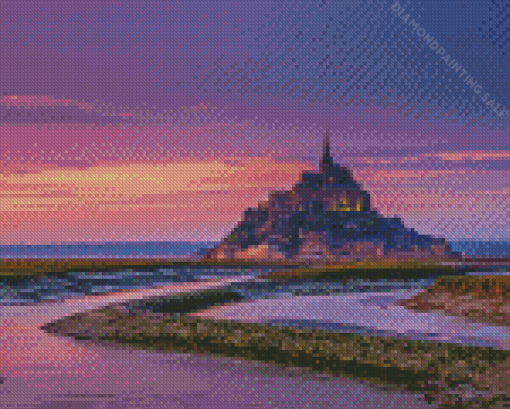 Mont Saint Michel Sunset 5D Diamond Painting