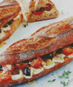 Roasted Cherry Tomato And Brie Baguette 5D Diamond Painting