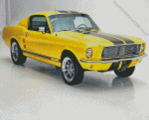 1967 Yellow Mustang Car 5D Diamond Painting