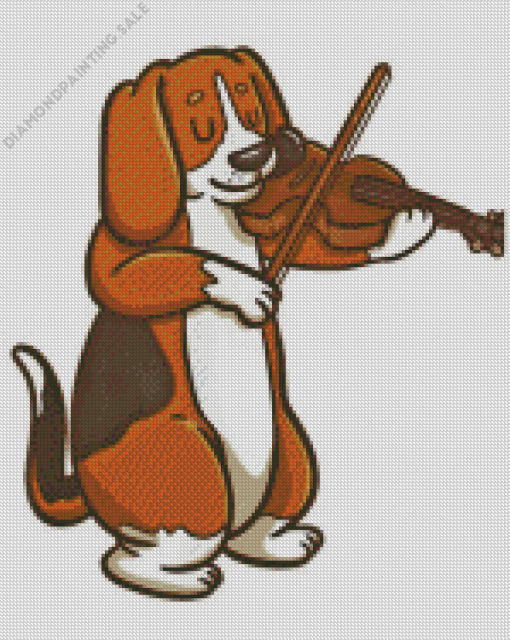 Brown Dog With Violin 5D Diamond Painting