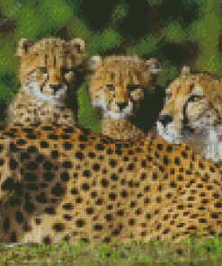 Cheetah And Cubs In Safari 5D Diamond Painting