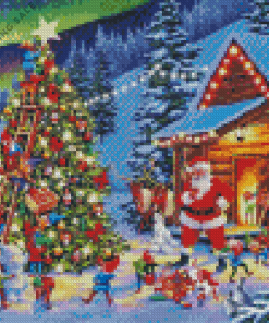 Christmas Dwarfs With Santa 5D Diamond Painting