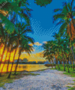 Coconut Tree On Beach 5D Diamond Painting