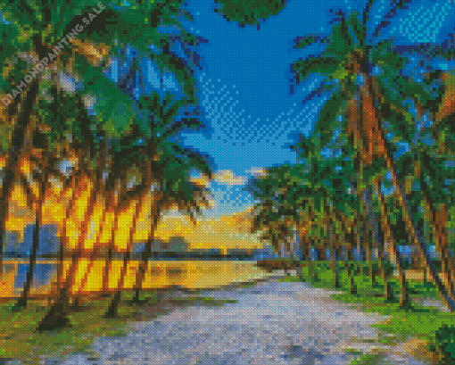 Coconut Tree On Beach 5D Diamond Painting