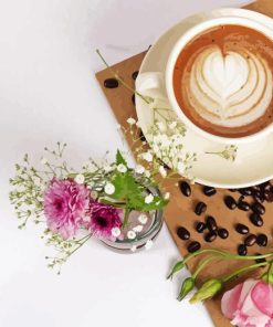 Coffee Cup And Flowers 5D Diamond Painting