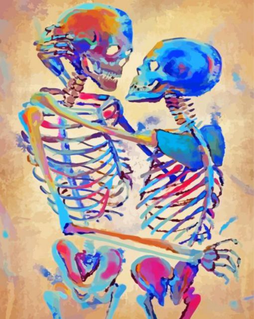Colorful Skeleton Couple Art 5D Diamond Painting