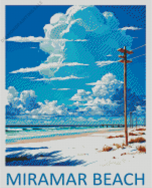Florida Miramar Beach Poster 5D Diamond Painting