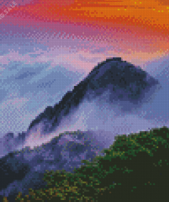 Foggy Mountain Sunrise 5D Diamond Painting