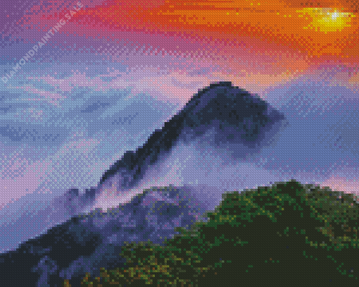 Foggy Mountain Sunrise 5D Diamond Painting