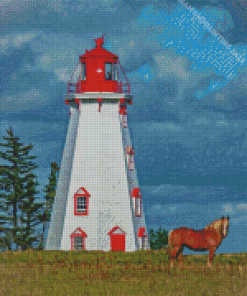 Horses With Lighthouse 5D Diamond Painting