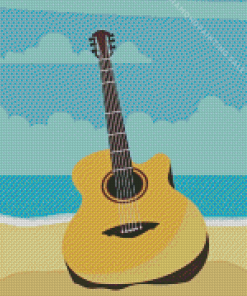 Illustration Guitar Seaside 5D Diamond Painting