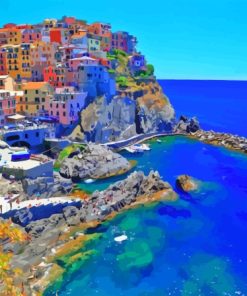 Italian Houses With Ocean 5D Diamond Painting