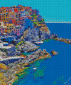 Italian Houses With Ocean 5D Diamond Painting