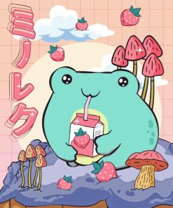 Kawaii Frog Drinking Juice 5D Diamond Painting