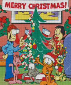 Merry Christmas Garfield The Cat Animation 5D Diamond Painting