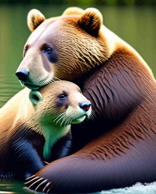 Otter And Bear Hug 5D Diamond Painting