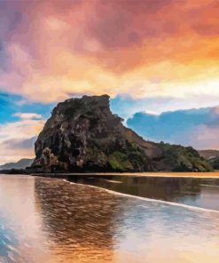 Piha Beach At Sunset 5D Diamond Painting