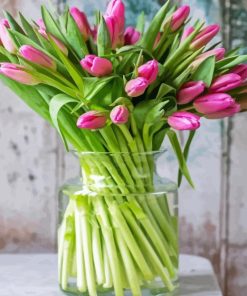 Pink Tulips In Vase 5D Diamond Painting