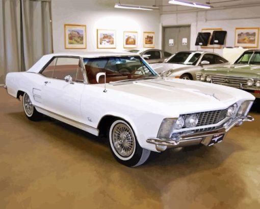 White 63 Riviera Muscle Car 5D Diamond Painting