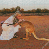 Woman Holding Kangaroo 5D Diamond Painting