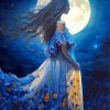 Young Girl And Moon 5D Diamond Painting