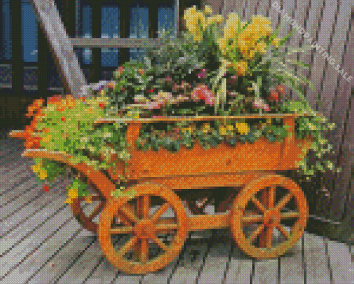 Flowers In A Wagon 5D Diamond Painting