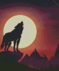 Howling Wolf Silhouette 5D Diamond Painting