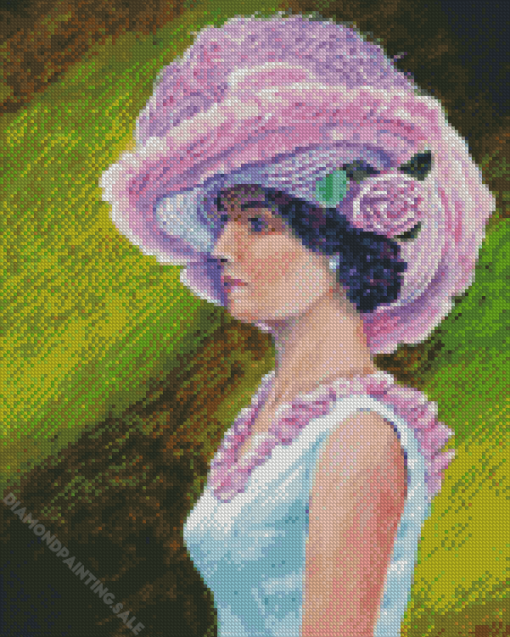 Lady In A Pink Hat 5D Diamond Painting