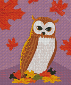 Owl And Autumn Leaves 5D Diamond Painting