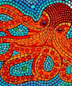 Red Octopus Mosaic 5D Diamond Painting