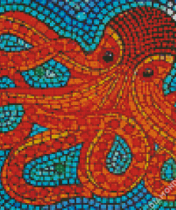 Red Octopus Mosaic 5D Diamond Painting