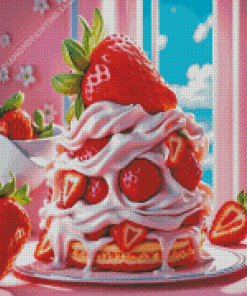 Strawberries And Cream Pancakes 5D Diamond Painting