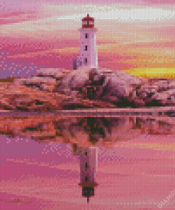 Sunset At Peggys Cove Lighthouse 5D Diamond Painting