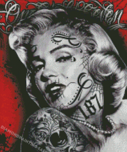 Black And White Tattooed Marilyn Monroe 5D Diamond Painting