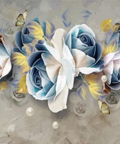 Blue And Gray Flowers 5D Diamond Painting